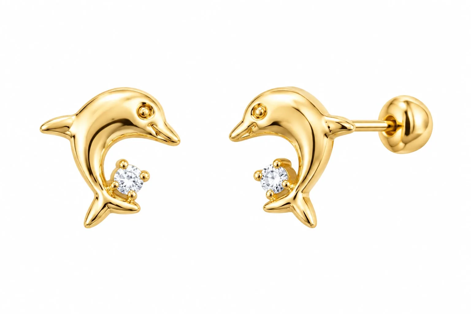Delfin c/zirconia en oro 10K, Omorfia