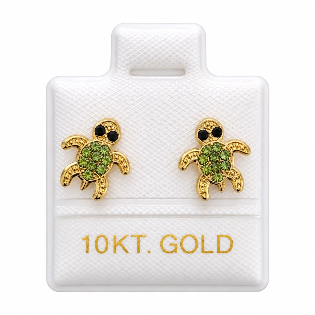 Tortuga zirconia verde con sello de 10K, Omorfia