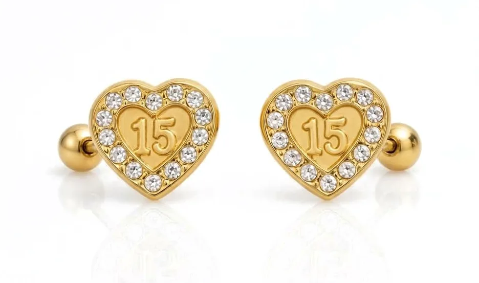 Corazón zirconia 15 años en oro 10K, Omorfia