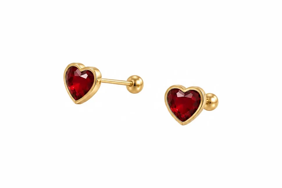 Corazón diseño mini rojo #3 en oro 10K, Omorfia