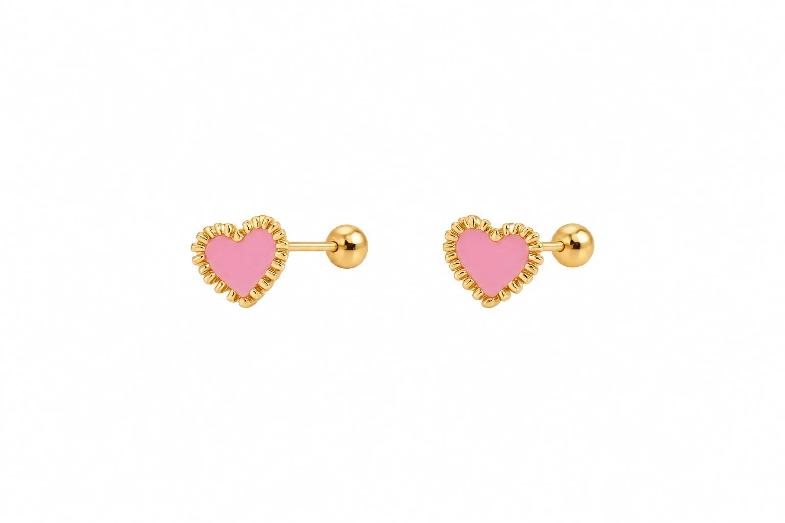 Corazón rosa esmalte #3 en oro 10K, Omorfia