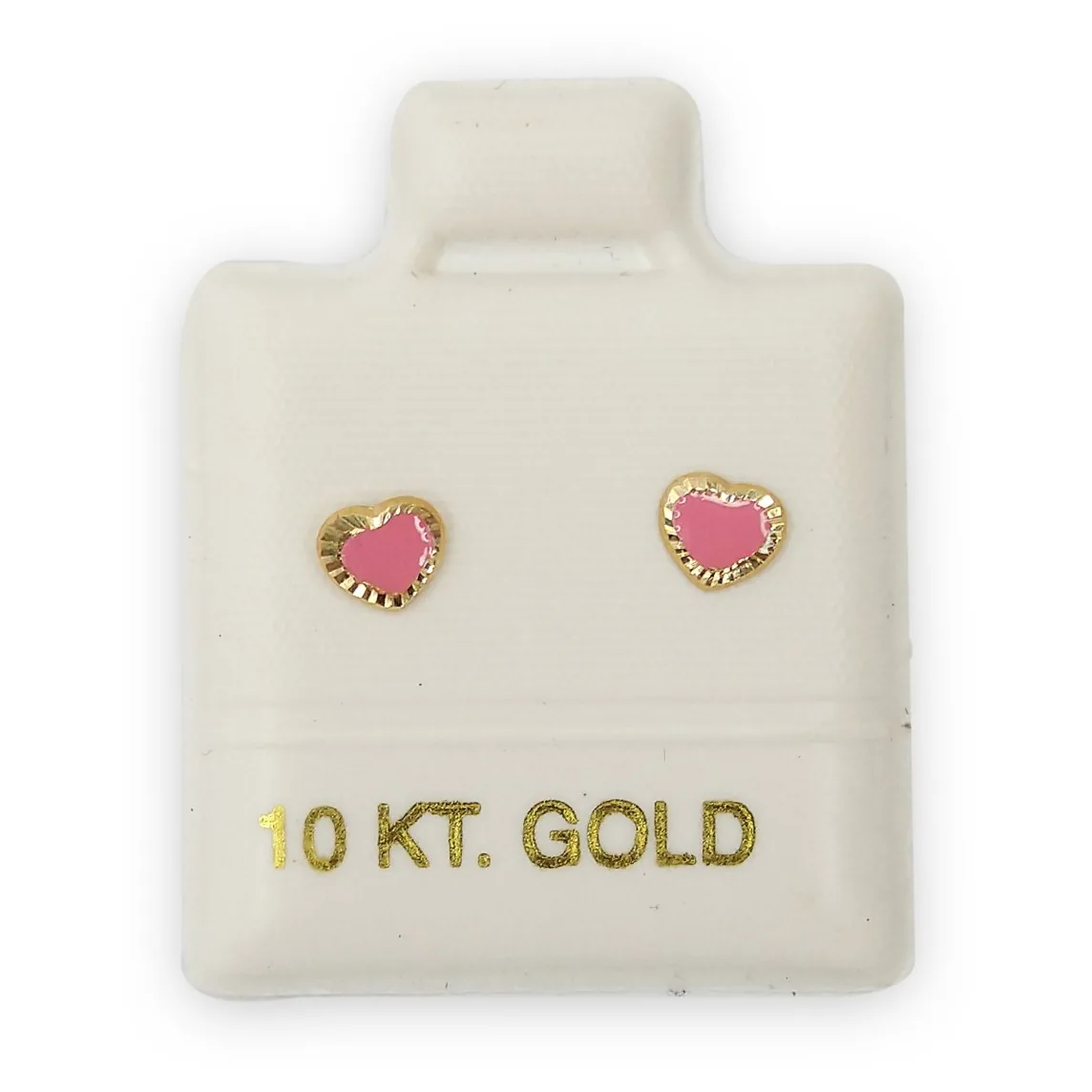 Corazón rosa esmalte #3 con sello de 10K, Omorfia