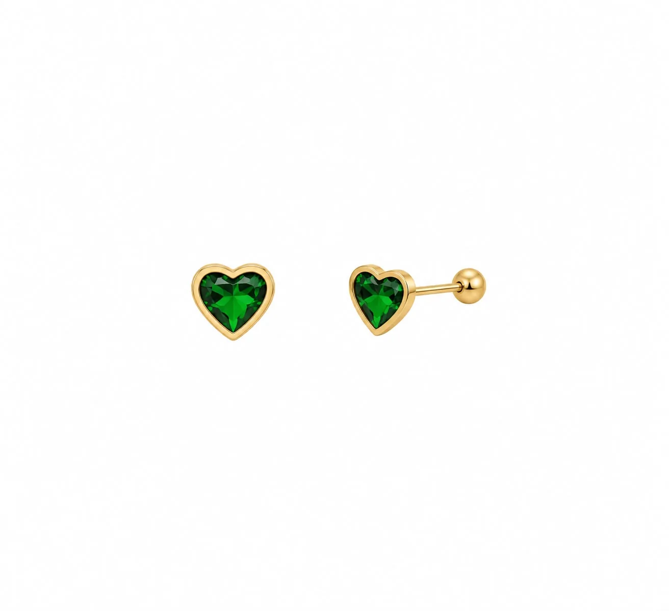 Corazón zirconia verde #3 en oro 10K, Omorfia