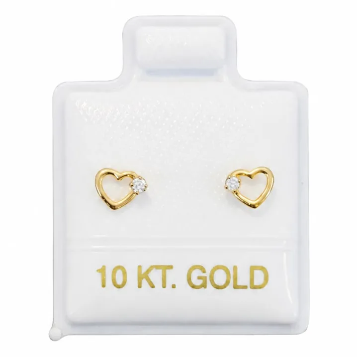 Corazón mini silueta zirconia con sello de 10K, Omorfia