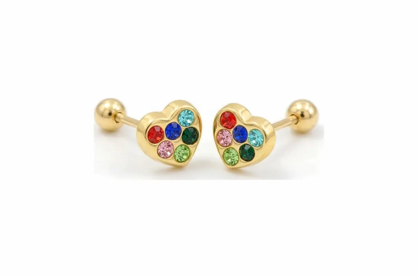 Corazón mini Zirconia Colores en oro 10K, Omorfia