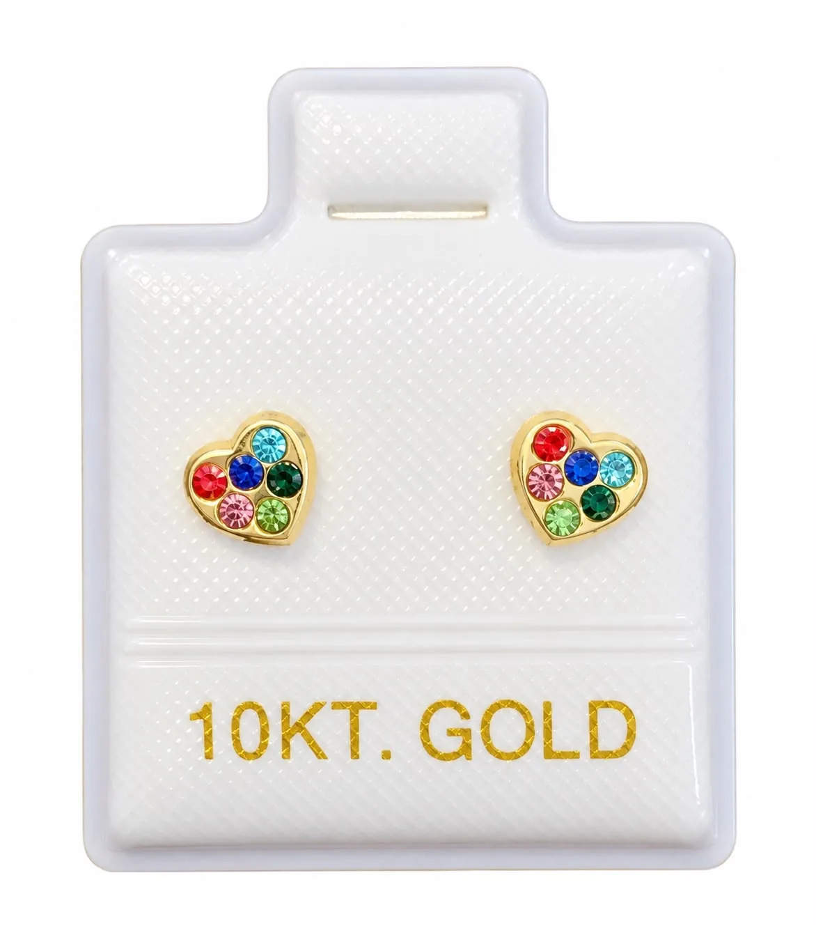 Corazón mini Zirconia Colores con sello de 10K, Omorfia