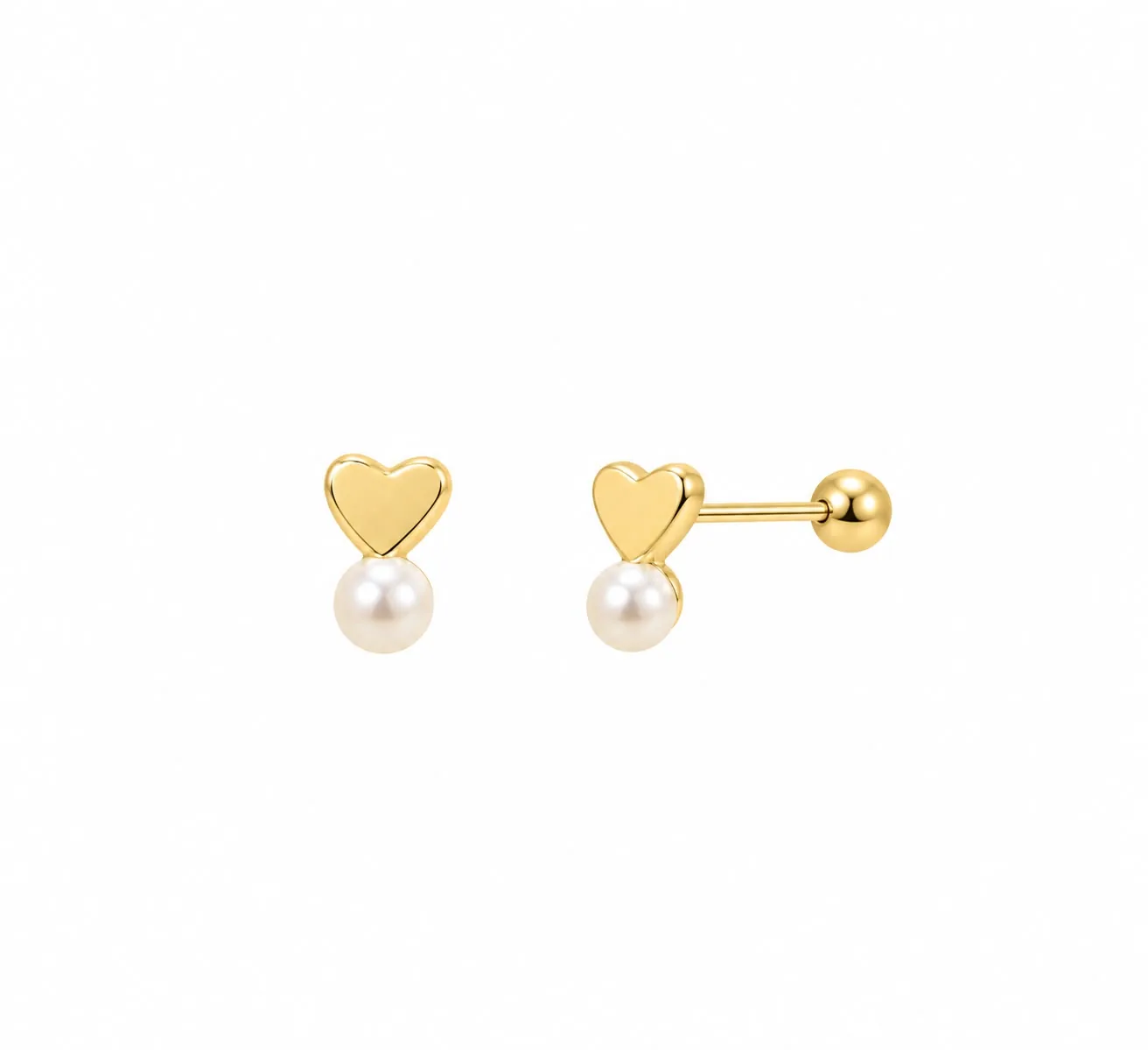 Corazón c/perla mini en oro 10K, Omorfia