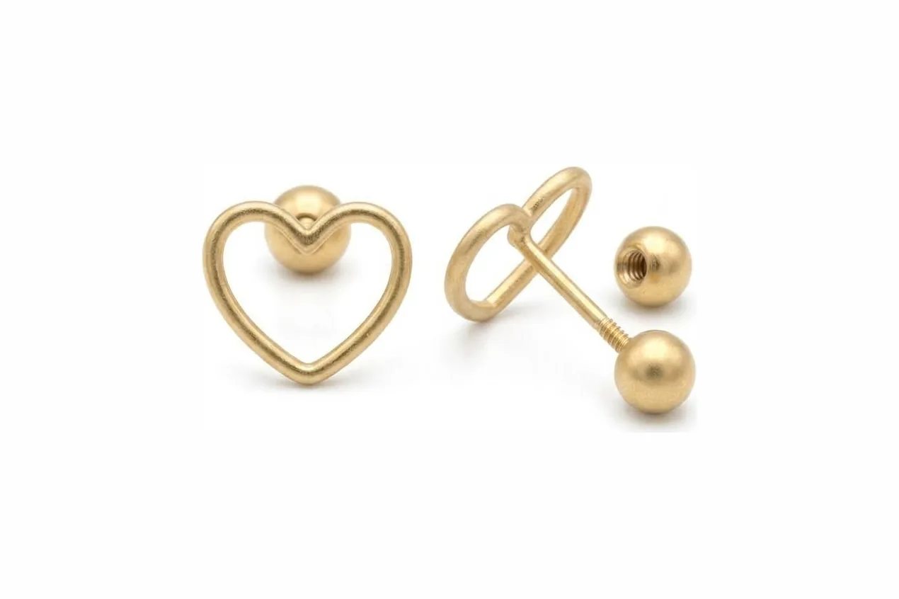 Corazón grande silueta en oro 10K, Omorfia