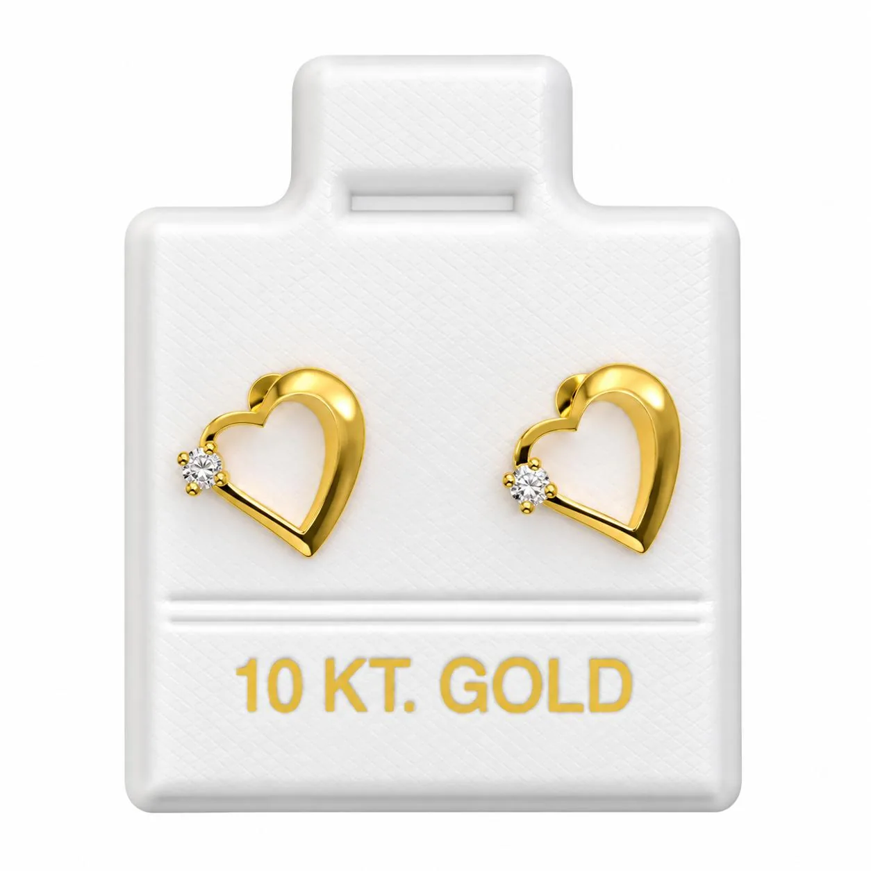 Corazón Grande silueta c/punto zirconia con sello de 10K, Omorfia