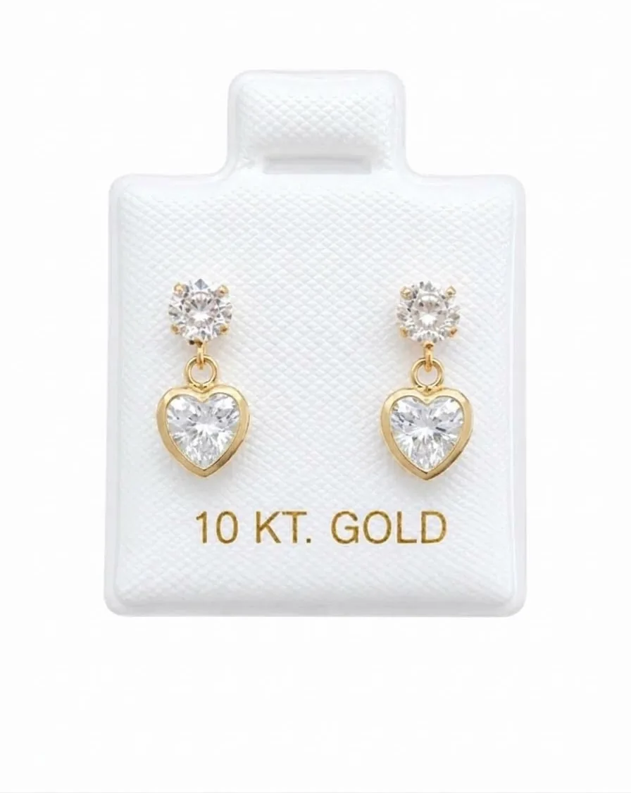 Corazón colgante c/ zirconia blanco con sello de 10K, Omorfia