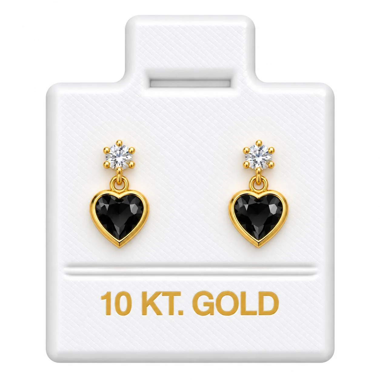 Corazón colgante c/ zirconia negro con sello de 10K, Omorfia