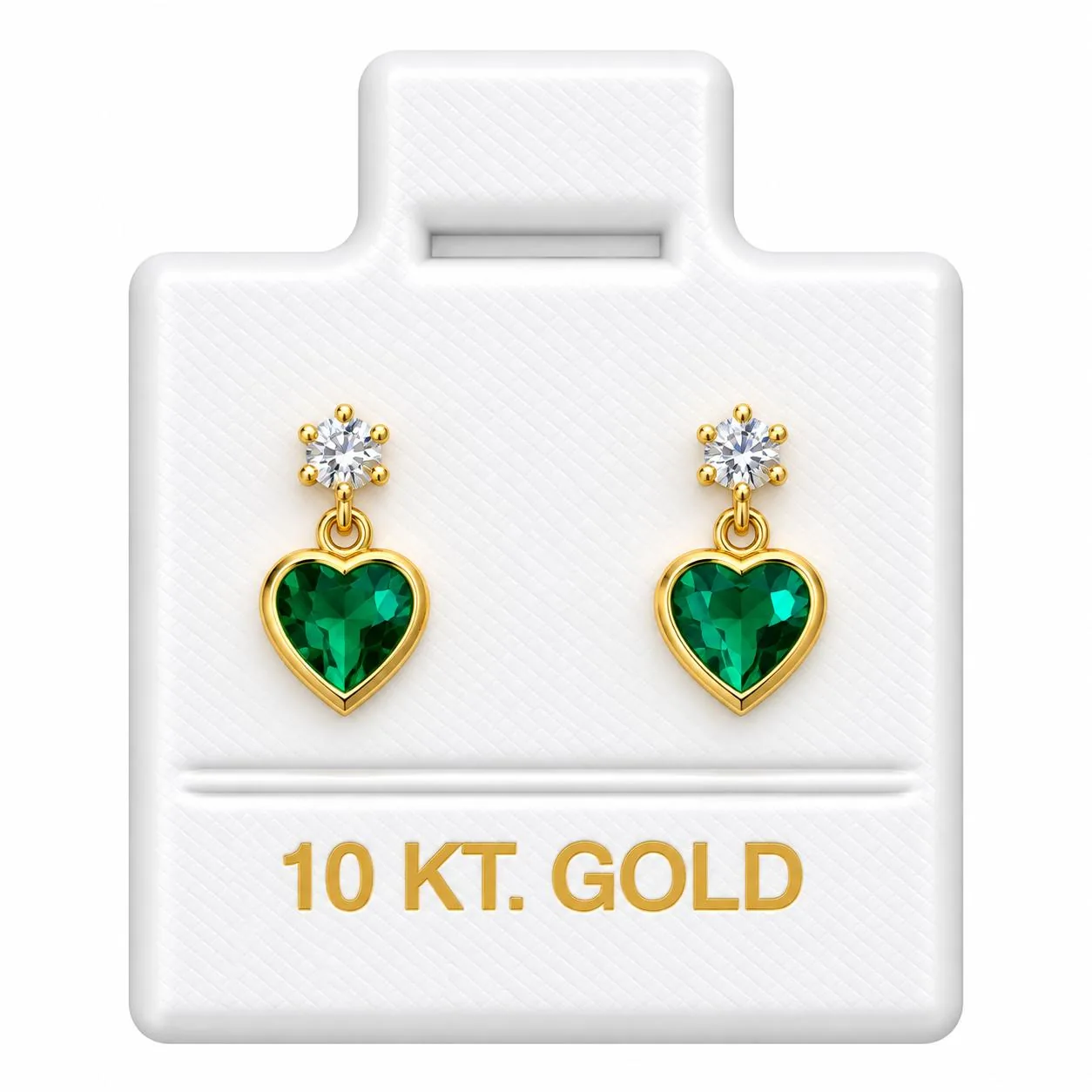 Corazón colgante c/ zirconia verde con sello de 10K, Omorfia