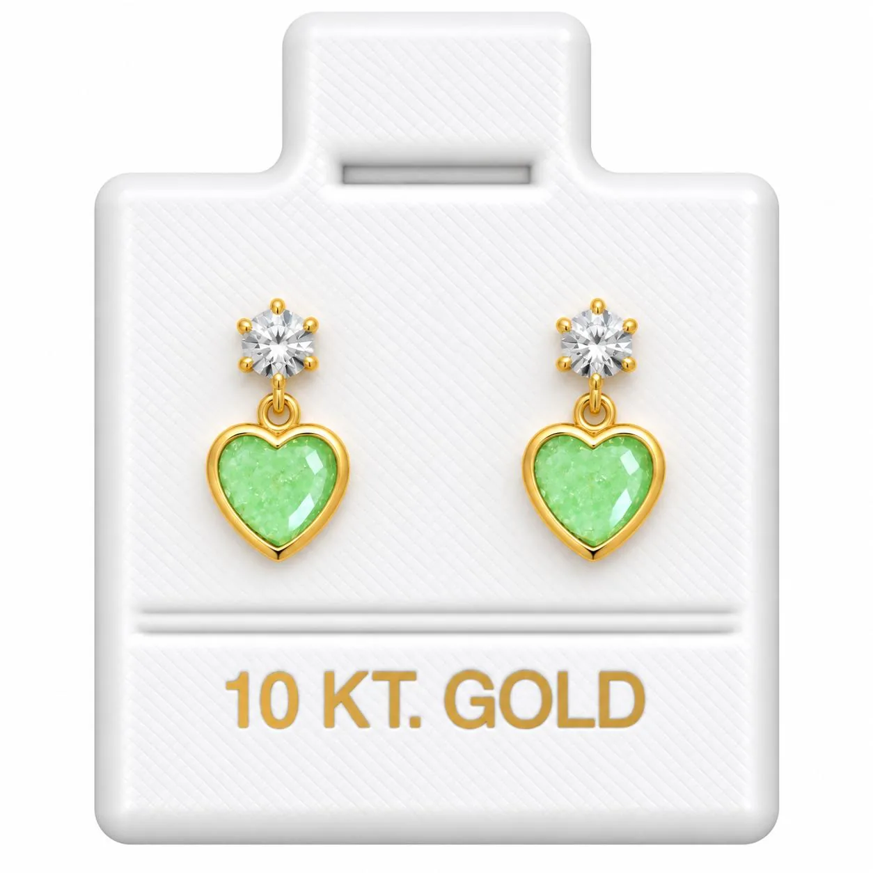 Corazón colgante c/ zirconia lime con sello de 10K, Omorfia