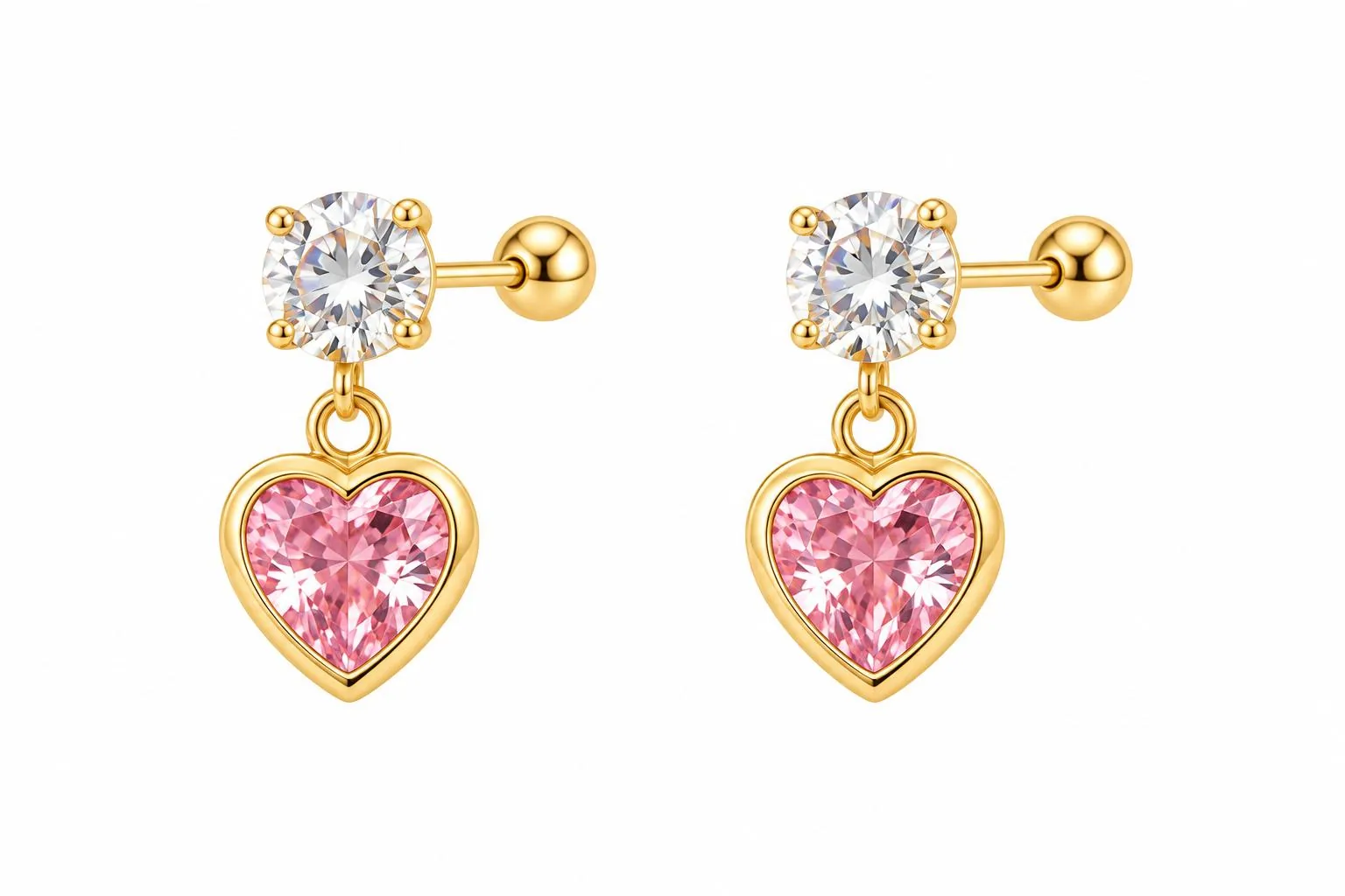 Corazón colgante c/ zirconia rosa en oro 10K, Omorfia