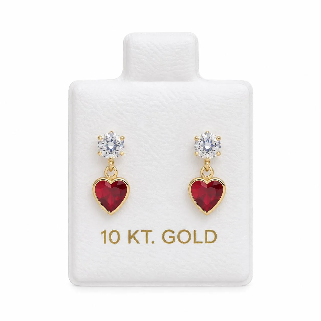 Corazón colgante c/ zirconia rojo con sello de 10K, Omorfia