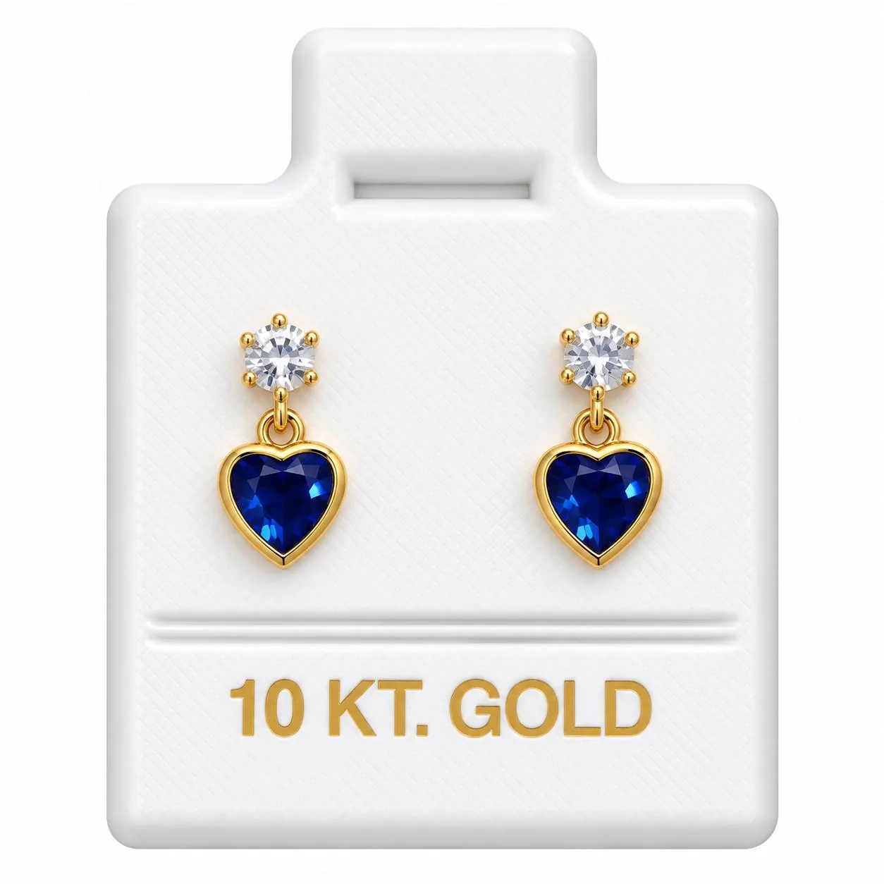 Corazón colgante c/ zirconia azul con sello de 10K, Omorfia