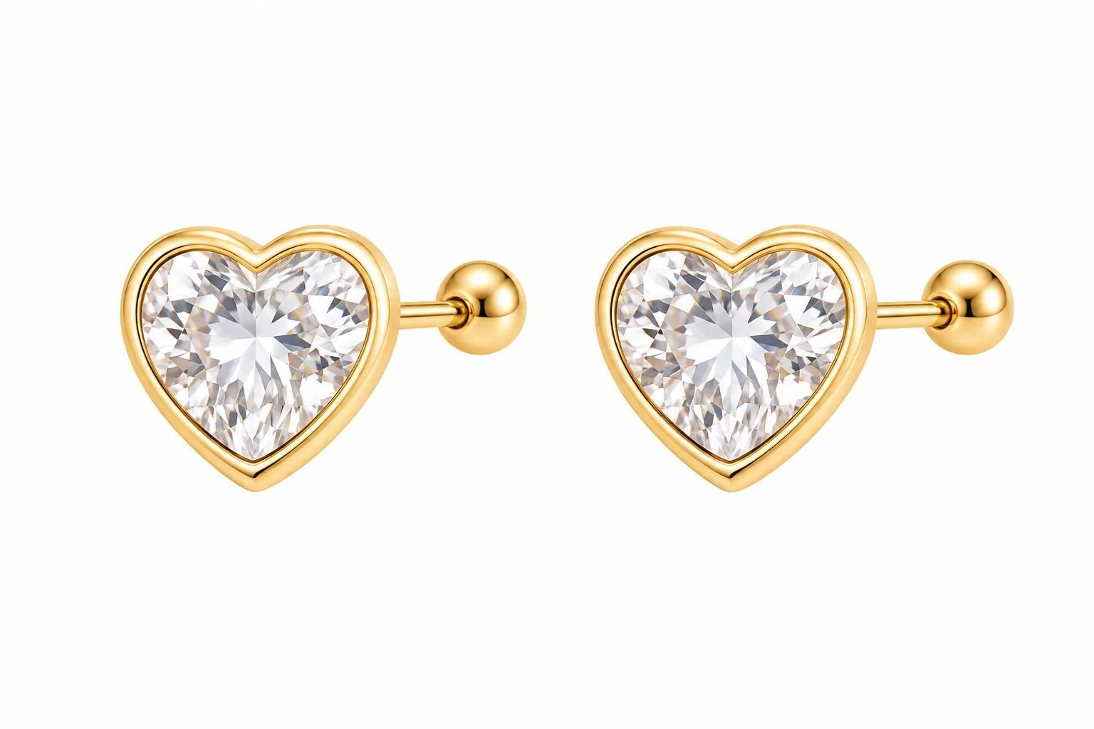 Corazón c/ zirconia #5 blanco en oro 10K, Omorfia