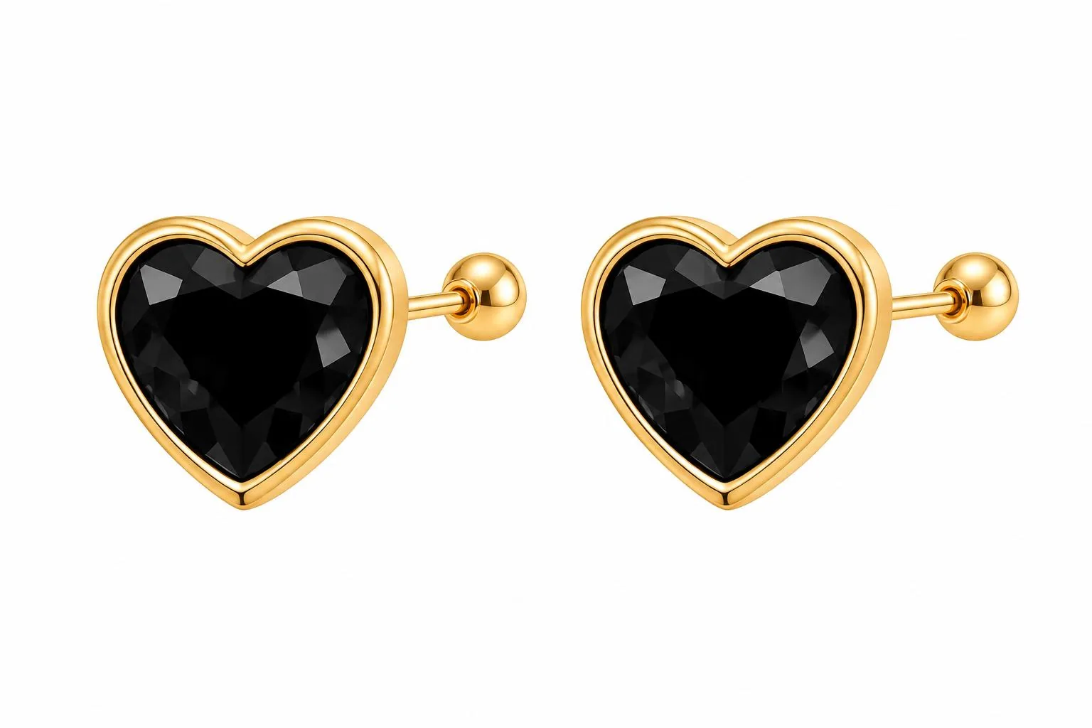 Corazón c/ zirconia #5 negro en oro 10K, Omorfia