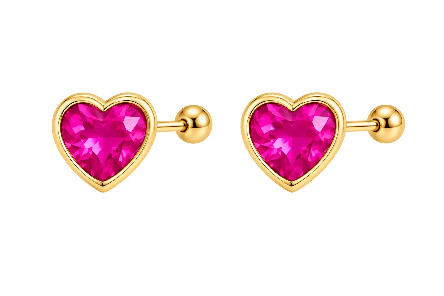 Corazón c/ zirconia #5 fiusha en oro 10K, Omorfia