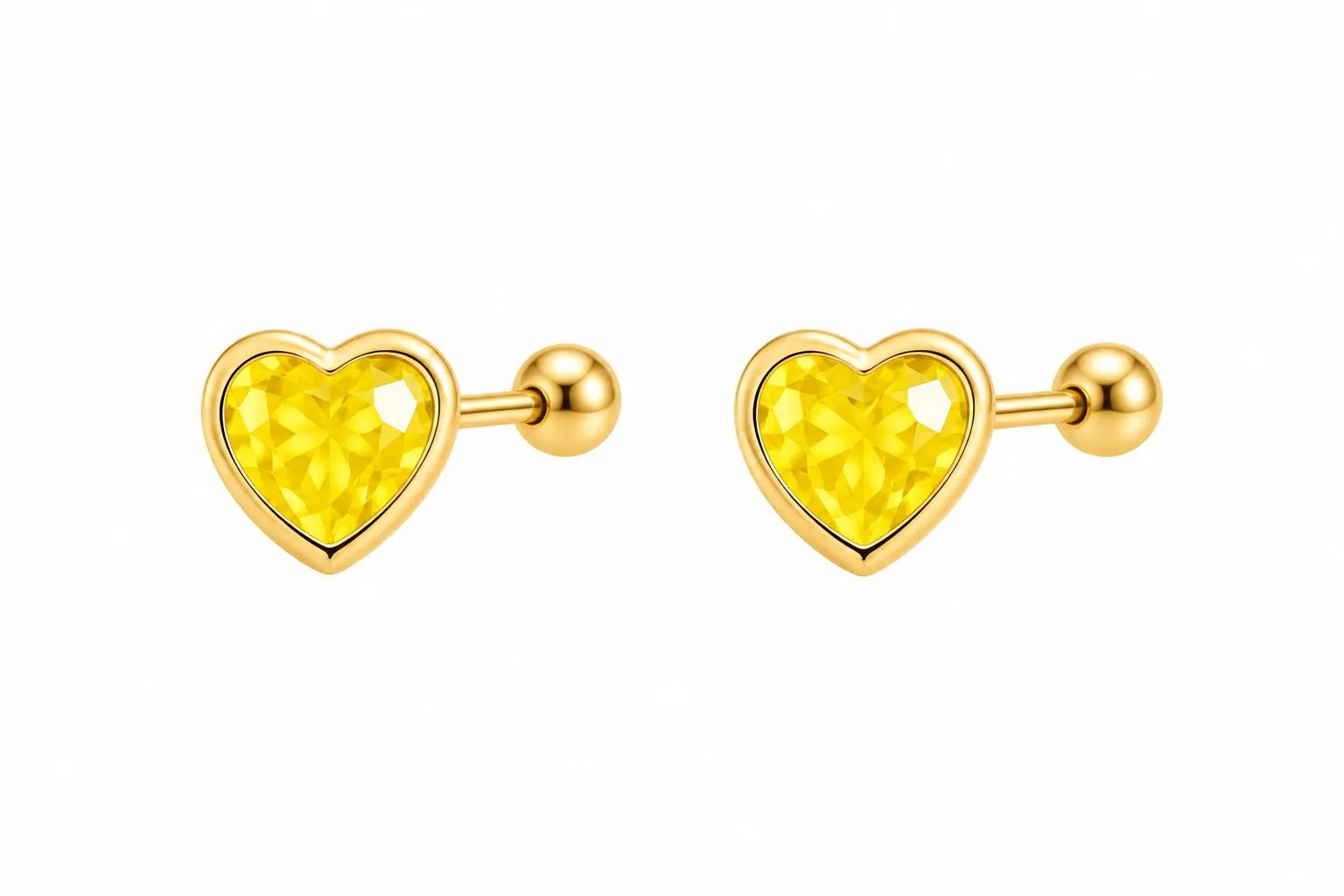 Corazón c/ zirconia #5 amarillo en oro 10K, Omorfia