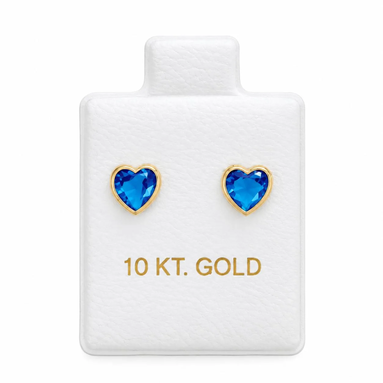 Corazón c/ zirconia #5 azul con sello de 10K, Omorfia