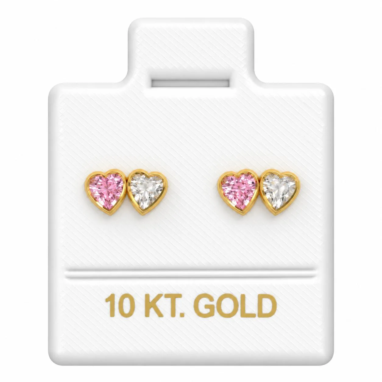Corazón gemelos rosa y blanco con sello de 10K, Omorfia