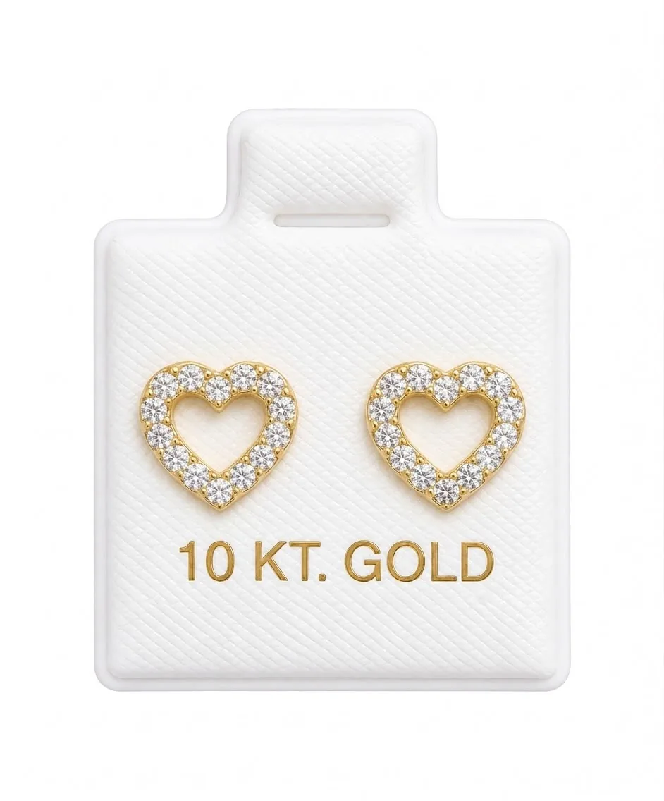 Corazón plano borde zicronia blanco con sello de 10K, Omorfia
