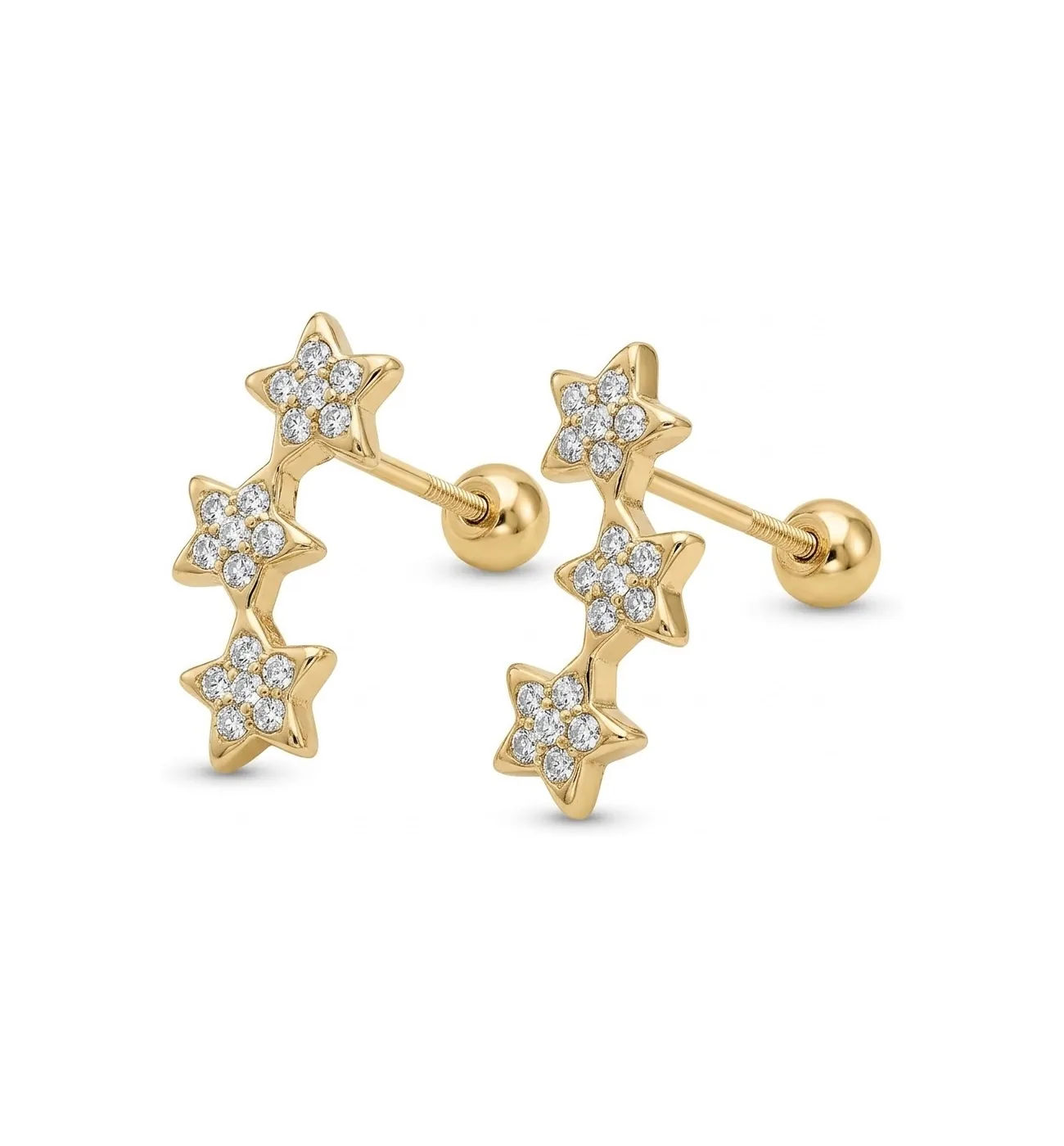 Estrella Triple Zirconia en oro 10K, Omorfia