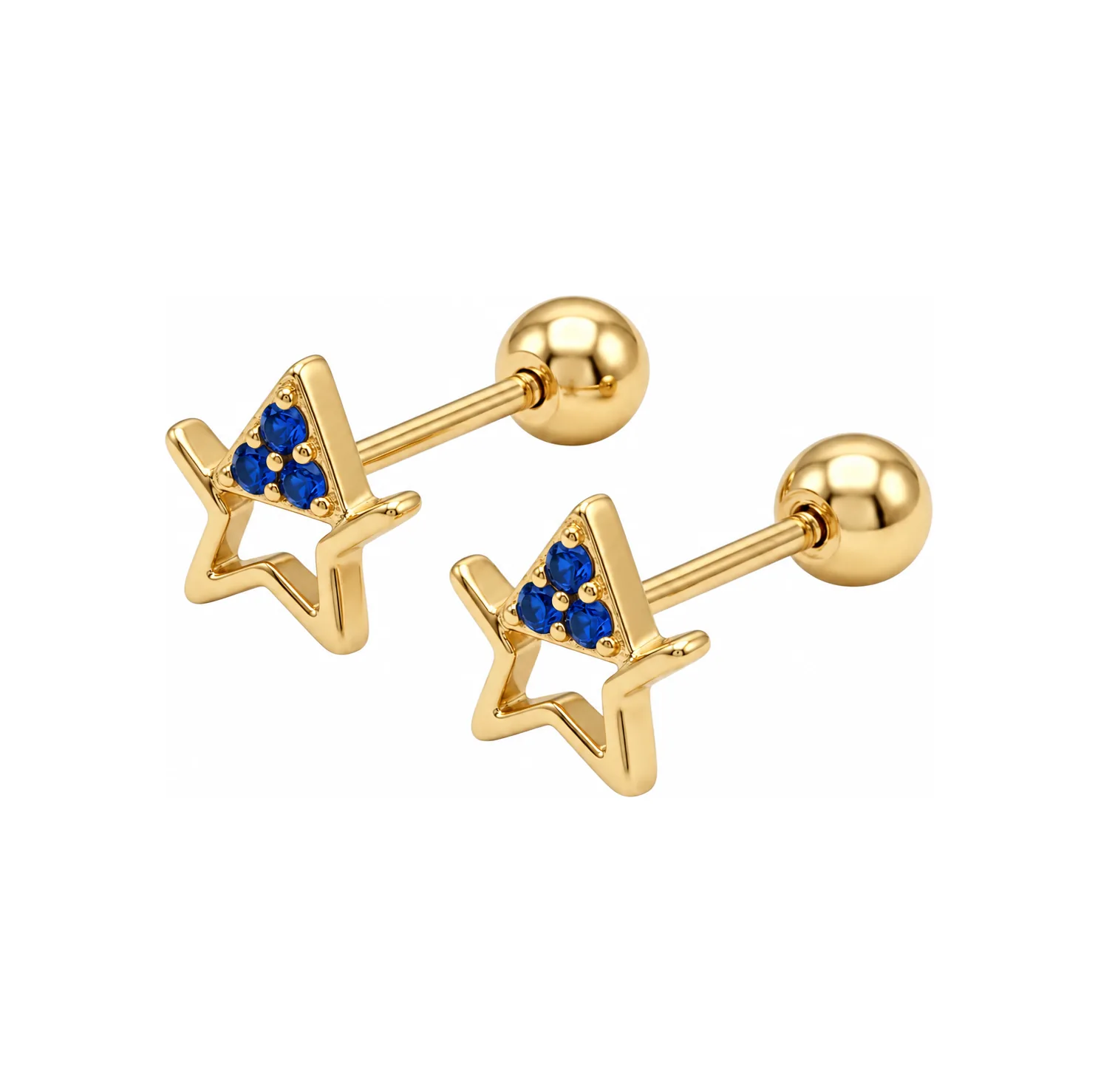 Estrella Zirconia Azul M en oro 10K, Omorfia