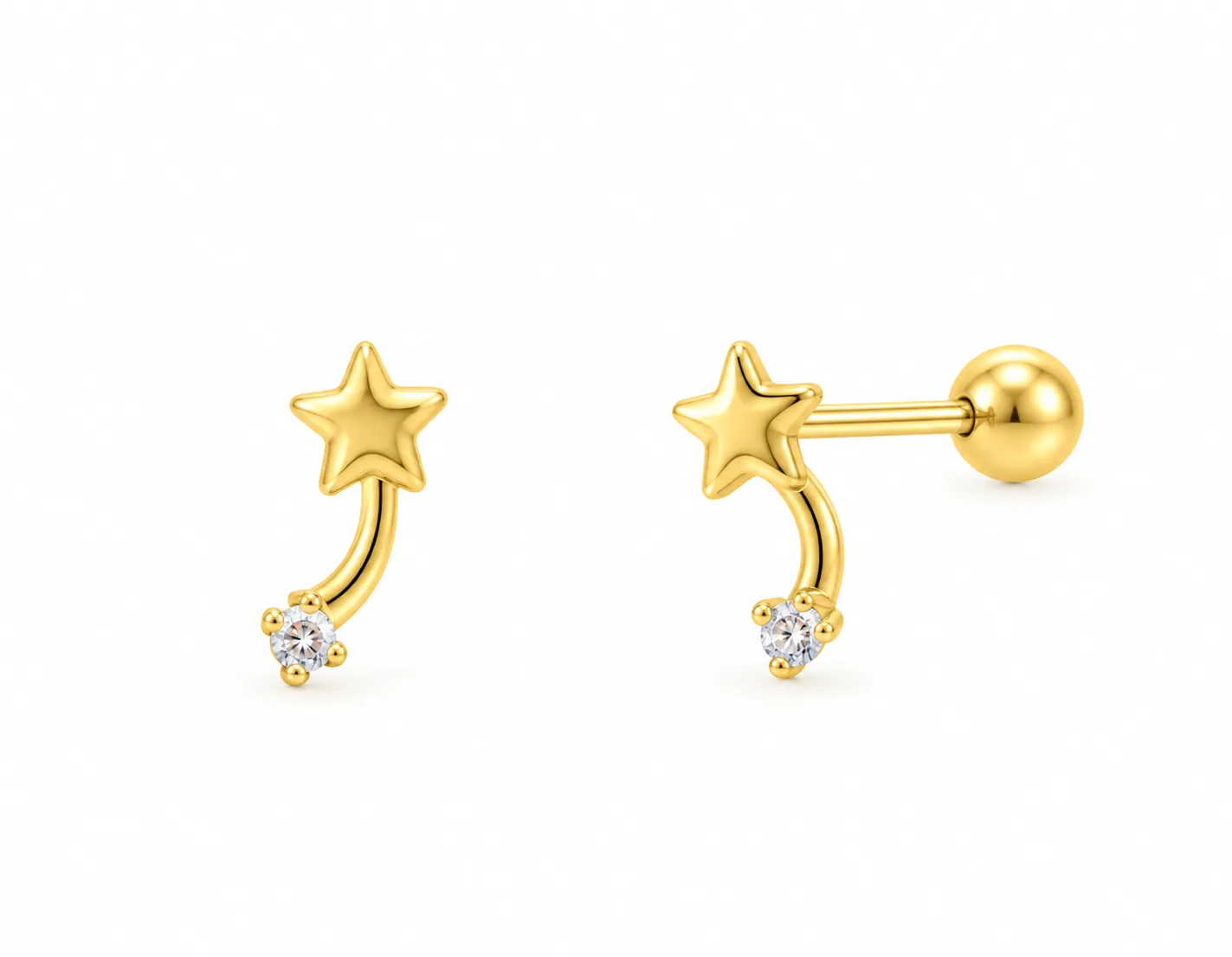 Estrella Fugaz Zirconia en oro 10K, Omorfia