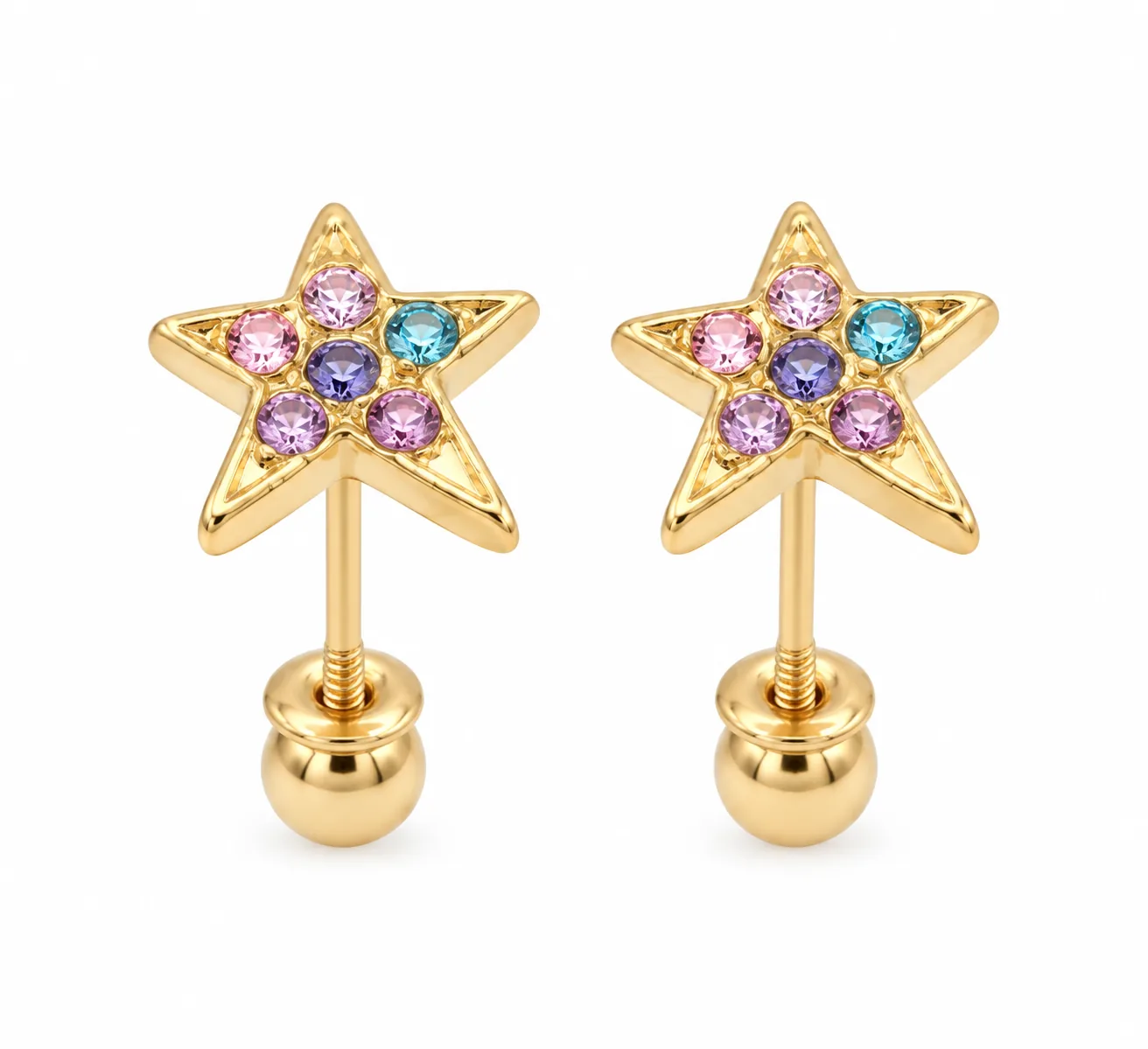 Estrella destello colores en oro 10K, Omorfia